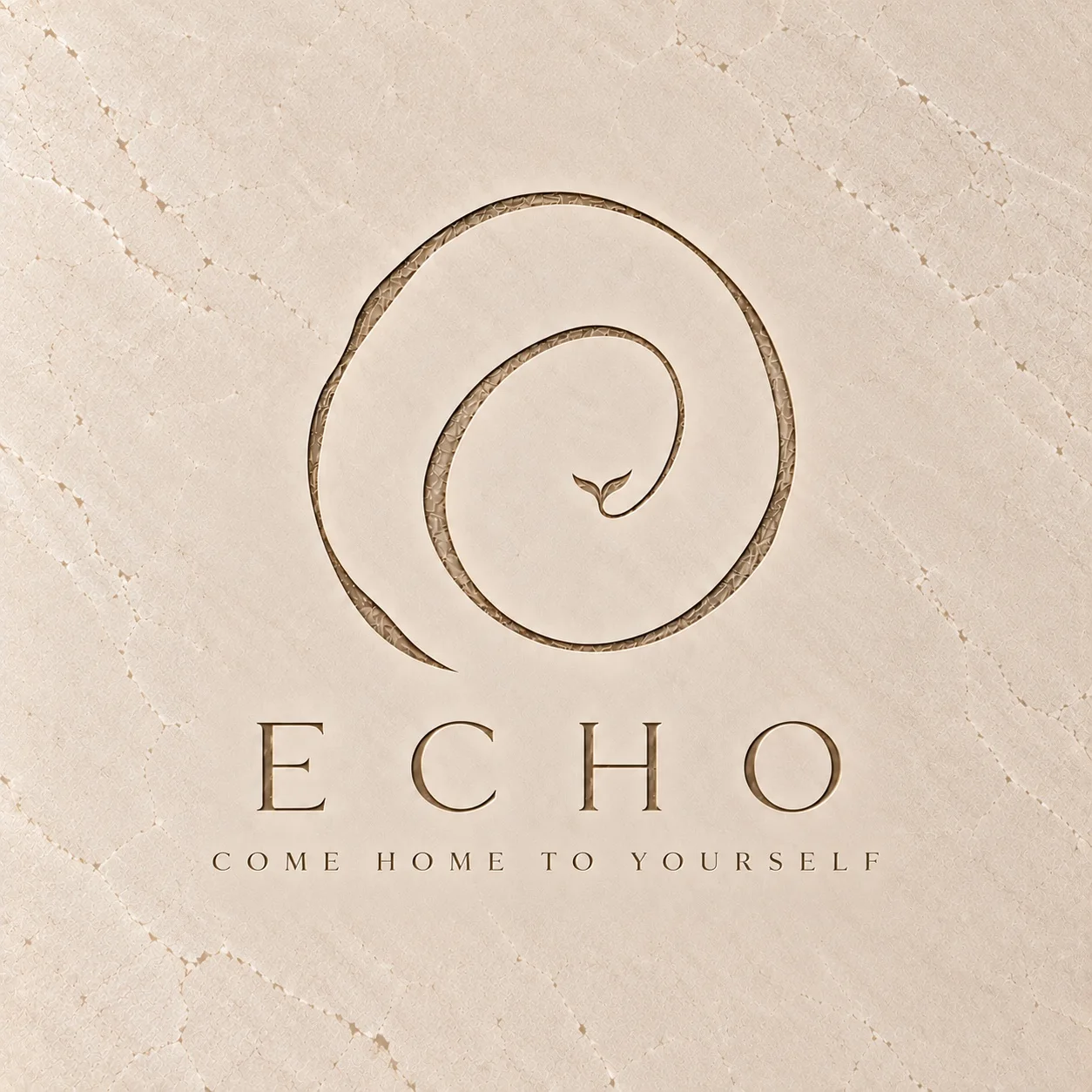 The ECHO logo engraved in stone